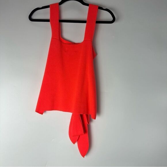 Anthropologie Harlow Neon Orange Coral Sweater Knit Tank with Belted Tie sz S - Picture 4 of 8
